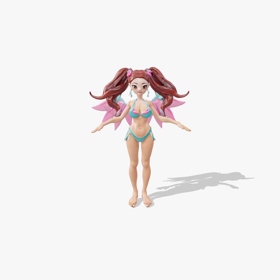 Fantasy Fairy Character Model with Wings  Rigged and Animated